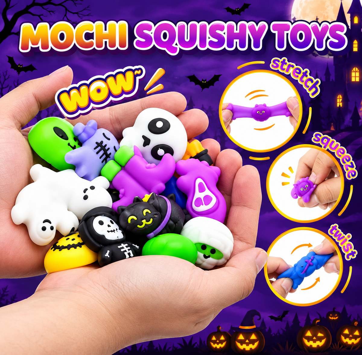 🎃 Halloween Mini Squishy Blind Box – Ghost, Pumpkin & Witch Surprise Gift