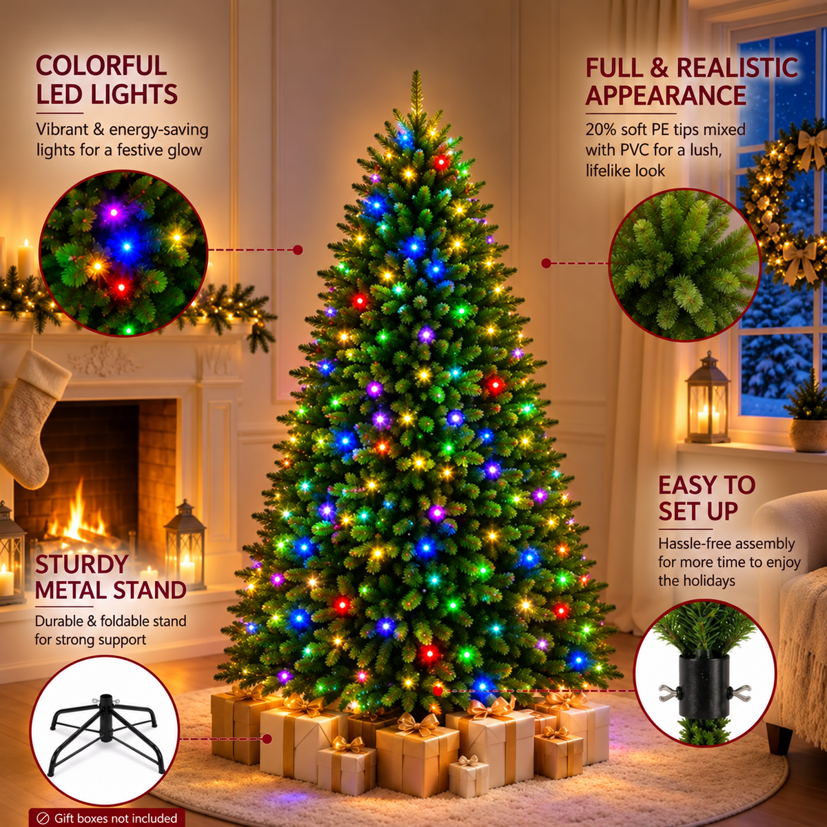 Christmas Tree Bundle – 7.5FT Premium Artificial Tree with Bonus Gifts