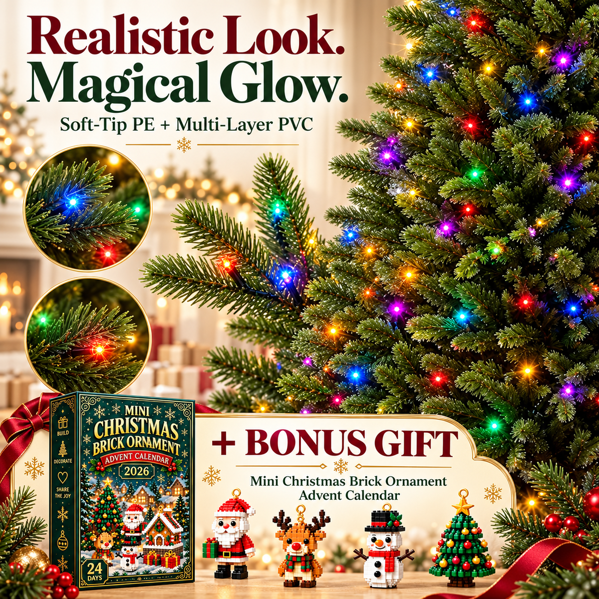 Christmas Tree Bundle – 7.5FT Premium Artificial Tree with Bonus Gifts
