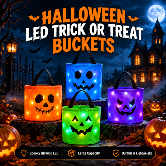 Halloween Luminous Pumpkin Candy Bucket, Hand-Held LED Fabric Candy Bag, Holiday Party Decoration Gift