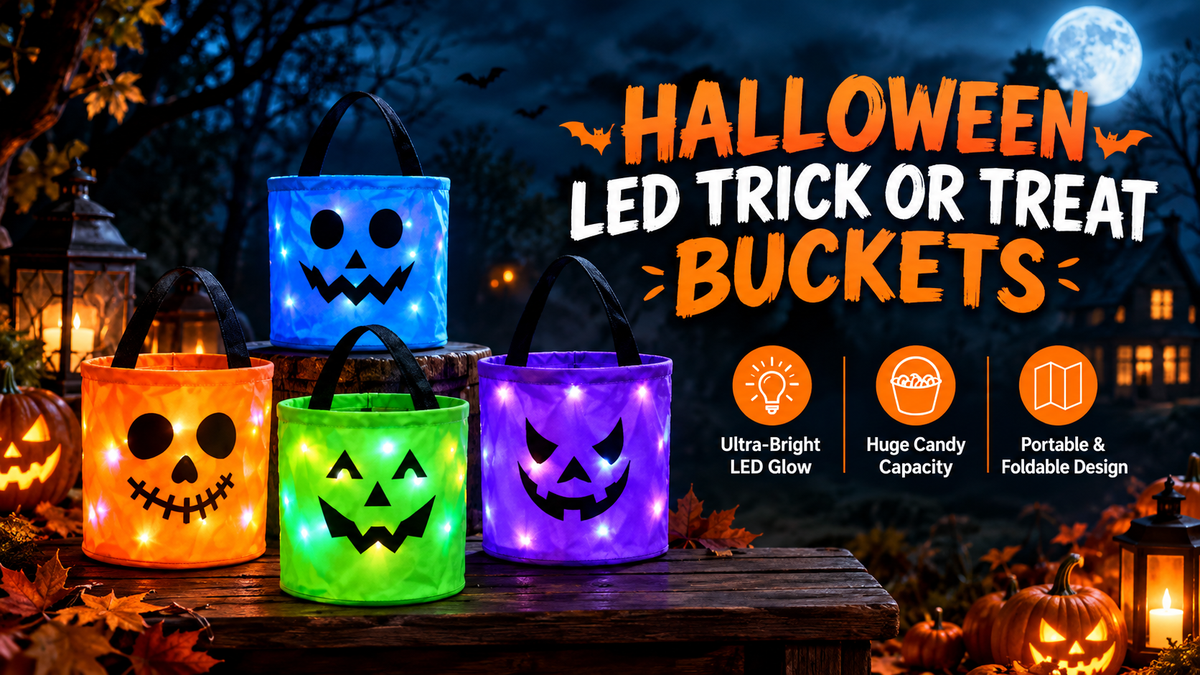 Halloween Luminous Pumpkin Candy Bucket, Hand-Held LED Fabric Candy Bag, Holiday Party Decoration Gift