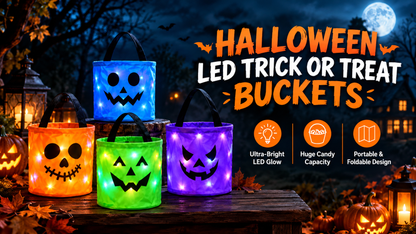 Halloween Luminous Pumpkin Candy Bucket, Hand-Held LED Fabric Candy Bag, Holiday Party Decoration Gift