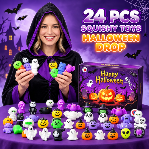 🎃 Halloween Mini Squishy Blind Box – Ghost, Pumpkin & Witch Surprise Gift