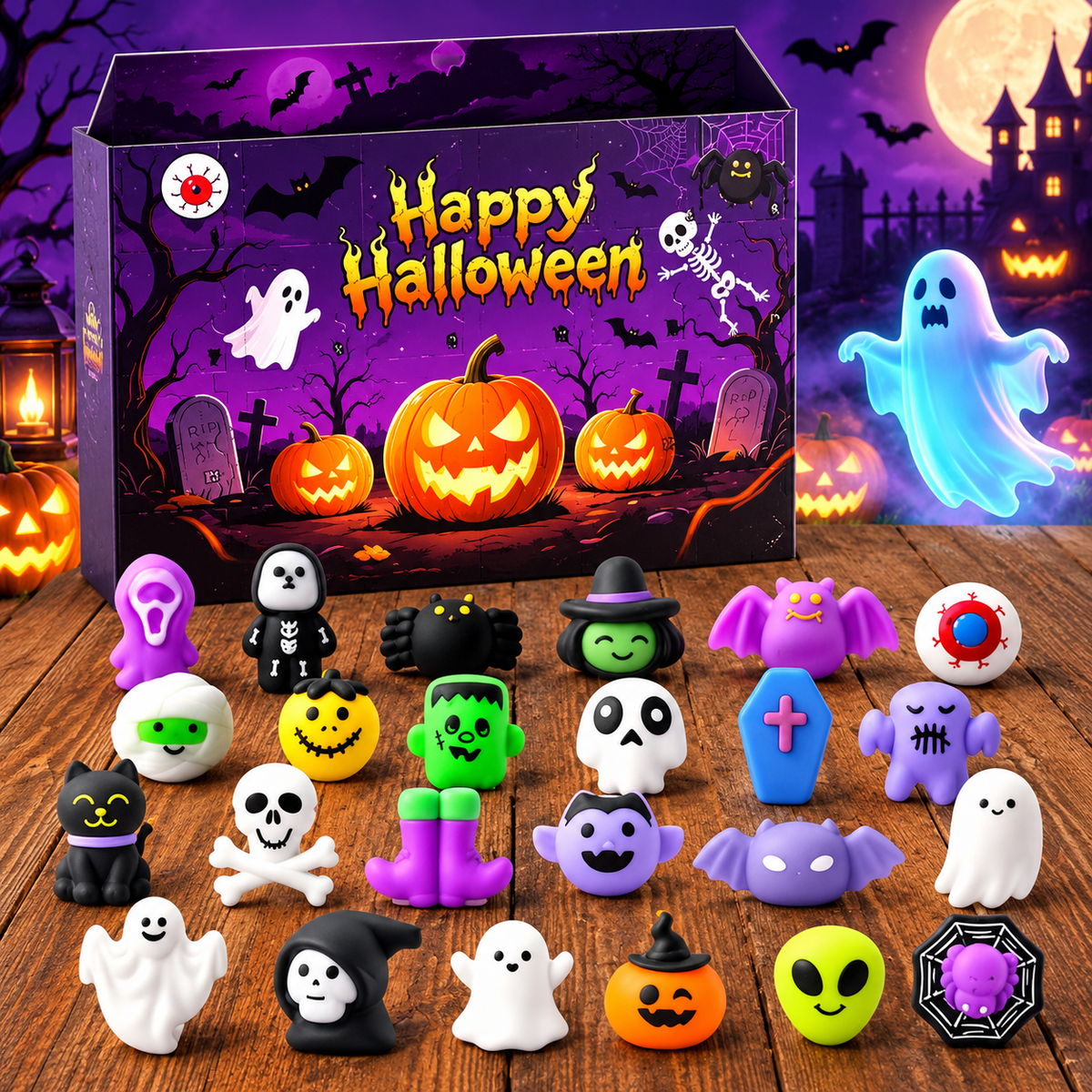 🎃 Halloween Mini Squishy Blind Box – Ghost, Pumpkin & Witch Surprise Gift