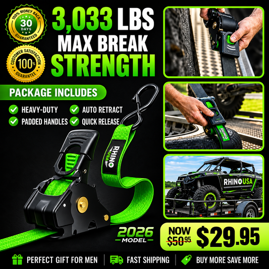 🔥 50% OFF - Retractable Ratchet Straps – Secure Your Load in Seconds 🚗🚤