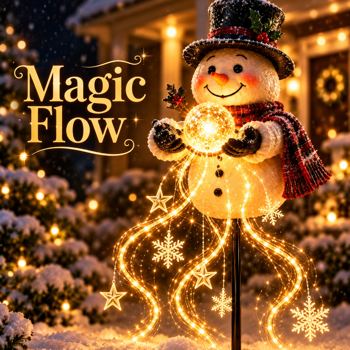 🎄 Shovenue™ Solar Christmas Cascade Lights – Snowman & Santa Garden Decor