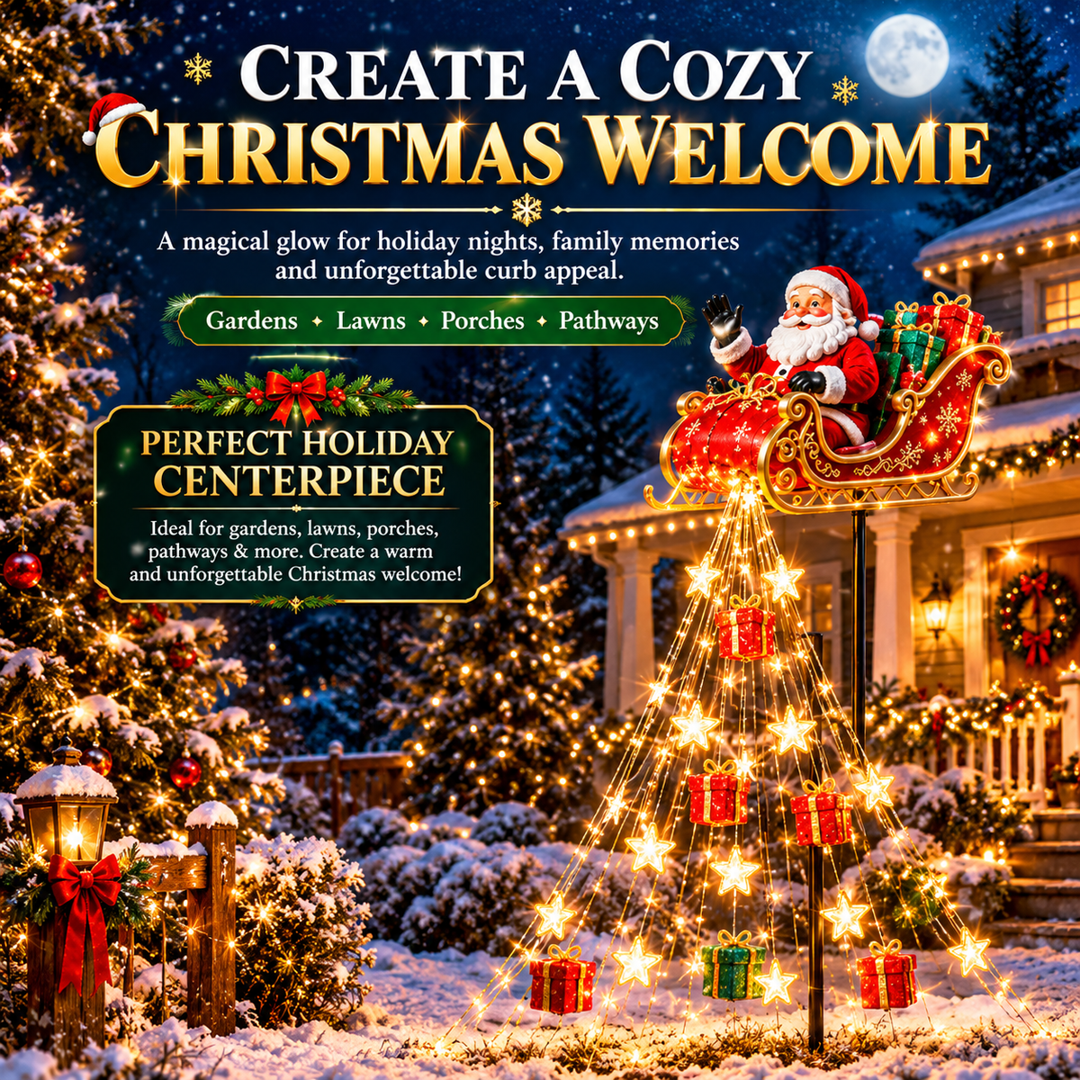 Christmas Cascading Waterfall Lights – Battery Powered Holiday Garden Illumination