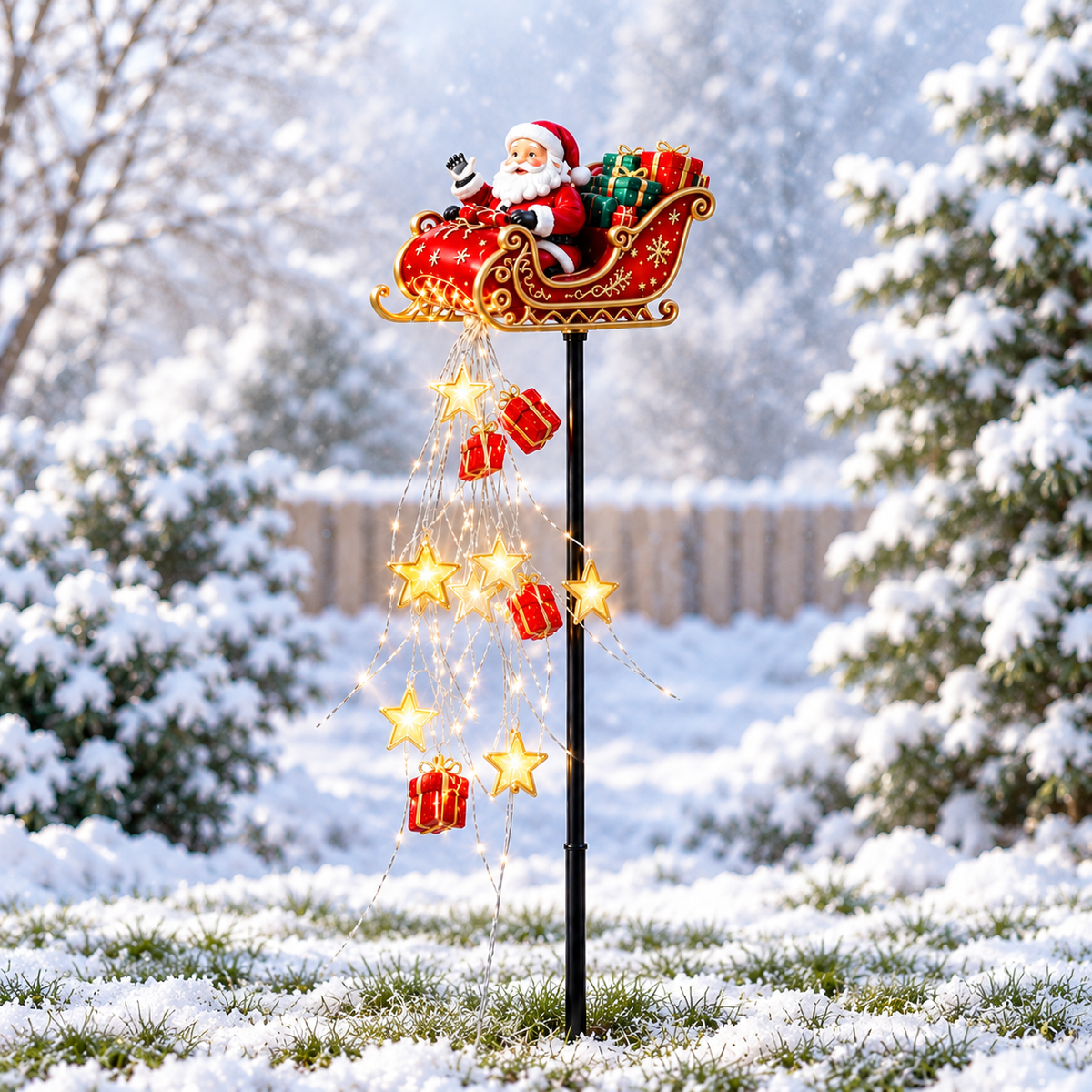 Christmas Cascading Waterfall Lights – Battery Powered Holiday Garden Illumination