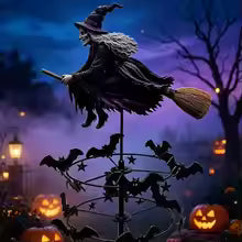 🎃 Flying Witch Halloween Garden Decor – Rotating Metal Windmill