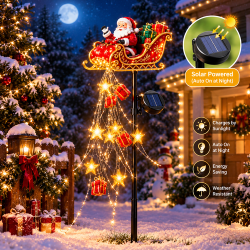Christmas Cascading Waterfall Lights – Battery Powered Holiday Garden Illumination