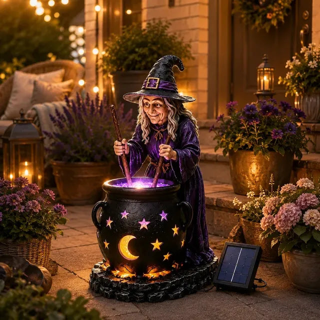 HALLOWEEN SPECIAL - Glowing Witch Cauldron Solar Light