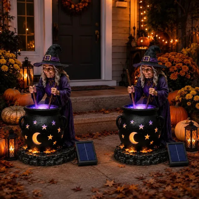 HALLOWEEN SPECIAL - Glowing Witch Cauldron Solar Light