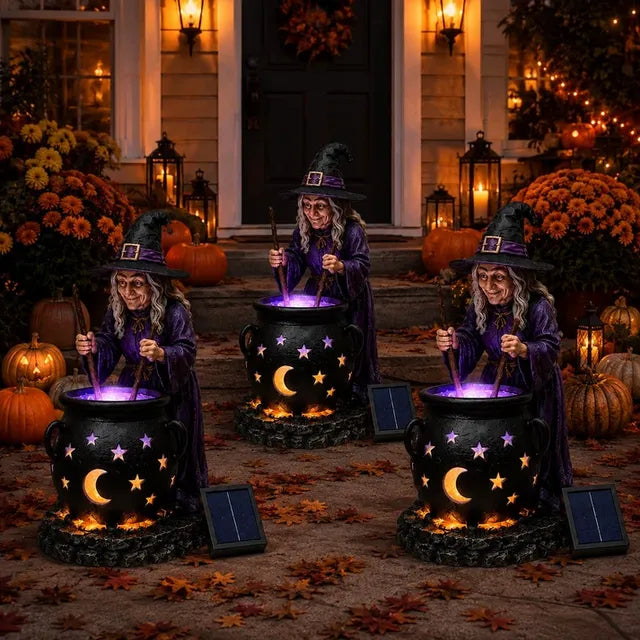 HALLOWEEN SPECIAL - Glowing Witch Cauldron Solar Light