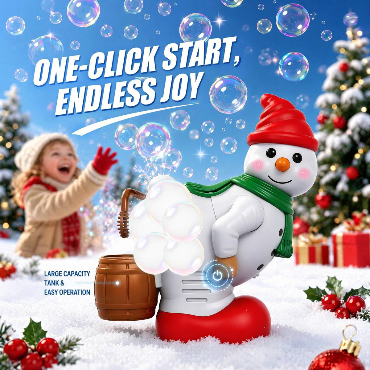 ⛄ Shovenue™ Funny Snowman Bubble Blower – Christmas Lights & Music